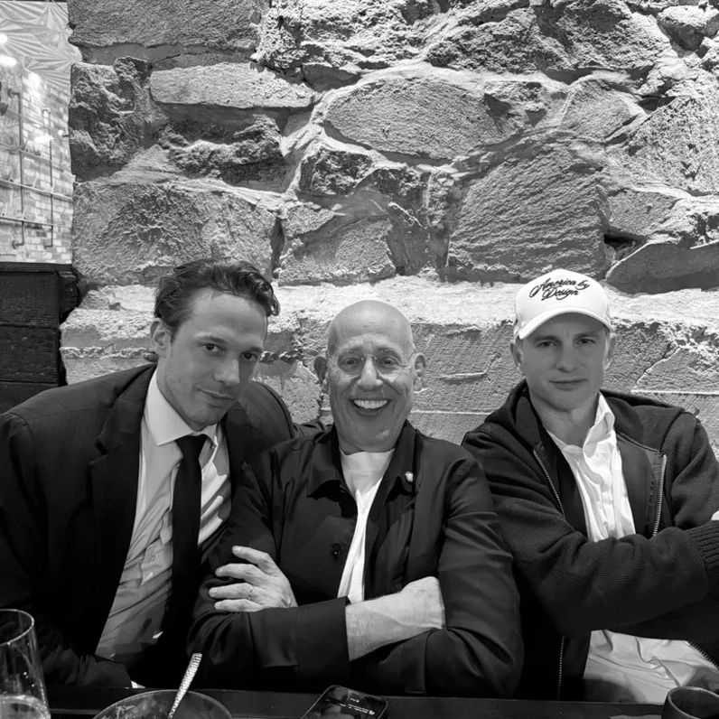 Nate Brown at birthday dinner with Peter and Joe
